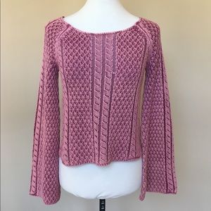 Free People Cable Knit Bell Sleeve Sweater -Sz X-S
